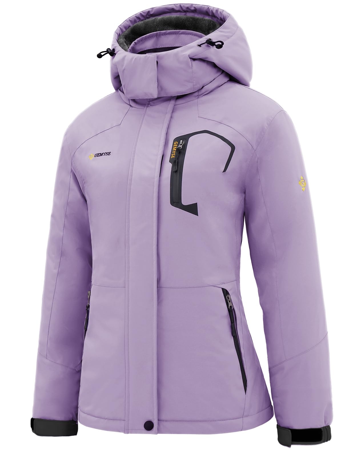 GEMYSE Women's Ski Snow Jacket Warm Winter Waterproof Coat Snowboard Rain Jacket Hooded Windproof Windbreaker